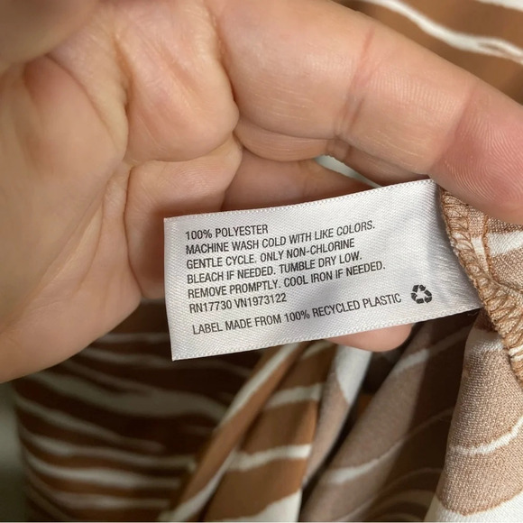 ✨NWT A New Day Cream Tan Zebra Animal Print Satin Slip Midi Dress Women's XXL - Picture 11 of 12